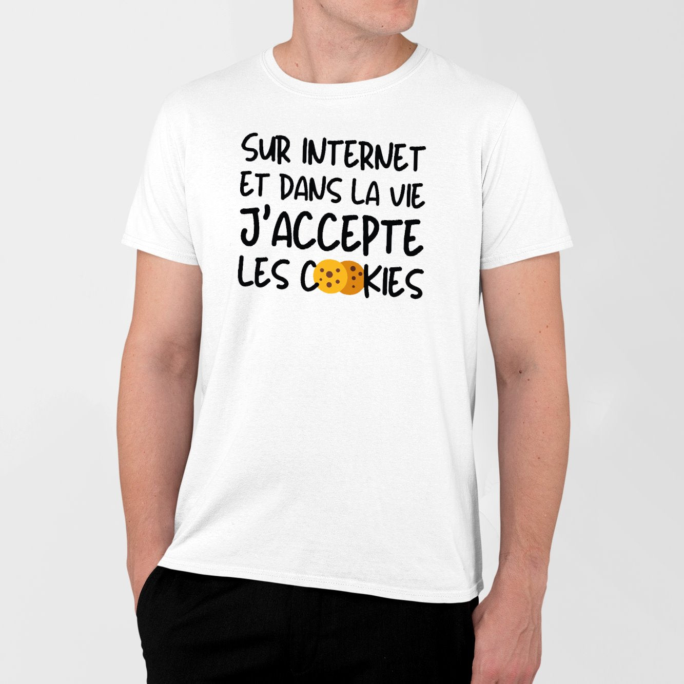 T-Shirt Homme J'accepte les cookies Blanc