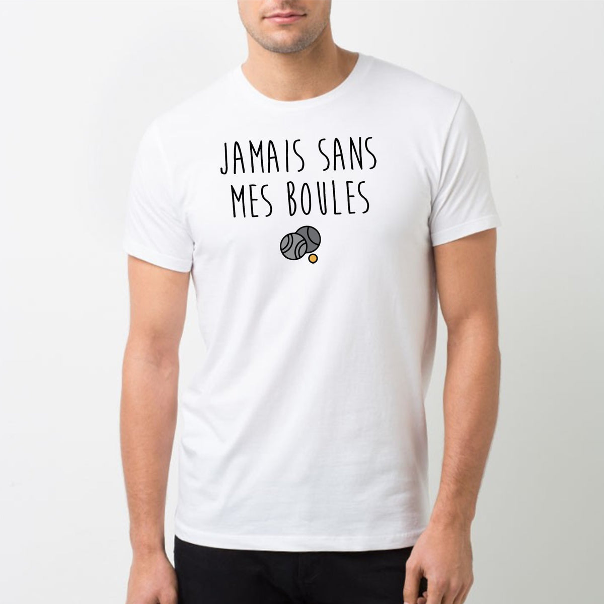 T Shirt Homme Jamais Sans Mes Boules Idée Cadeau Original 