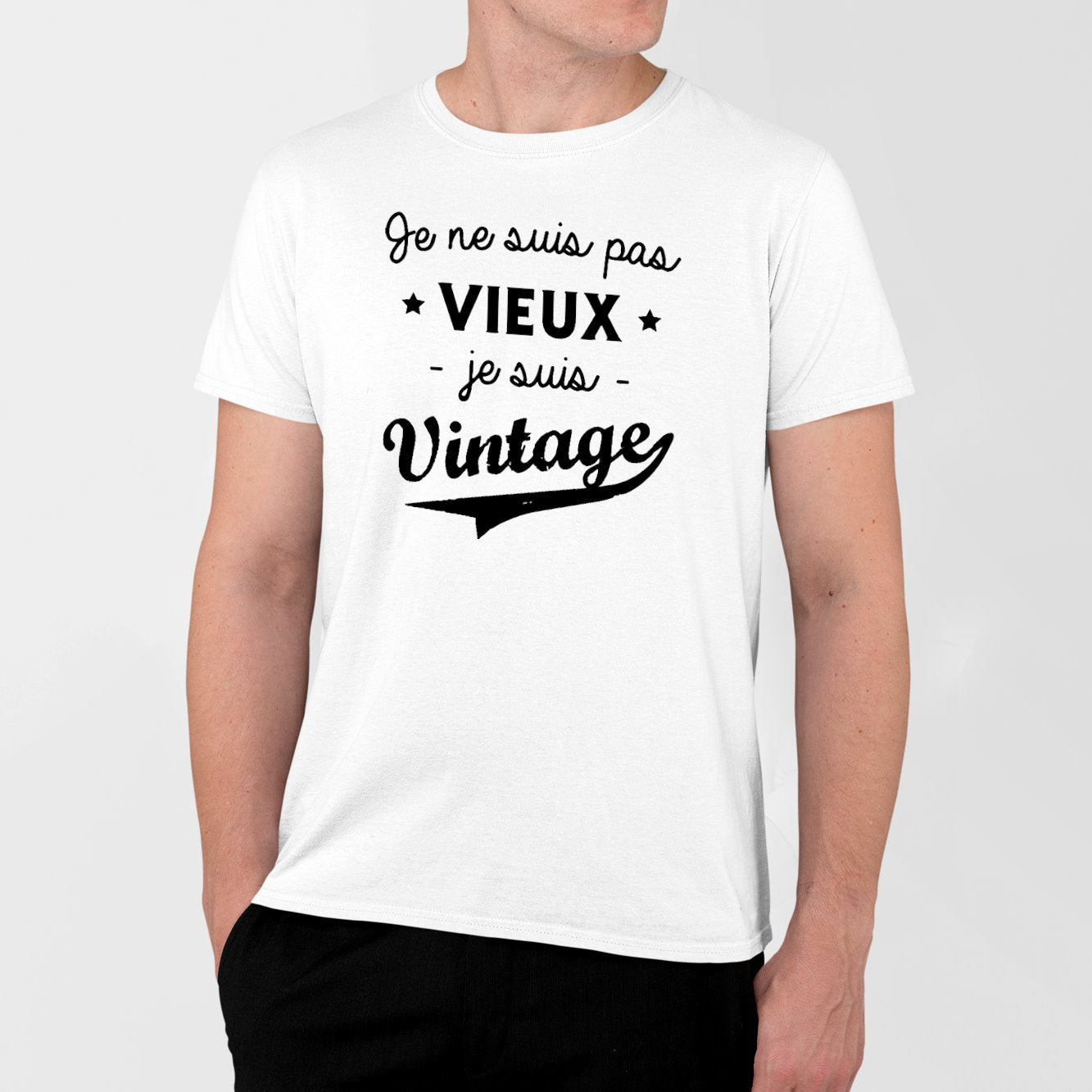 T-Shirt Homme Je ne suis pas vieux je suis vintage Blanc