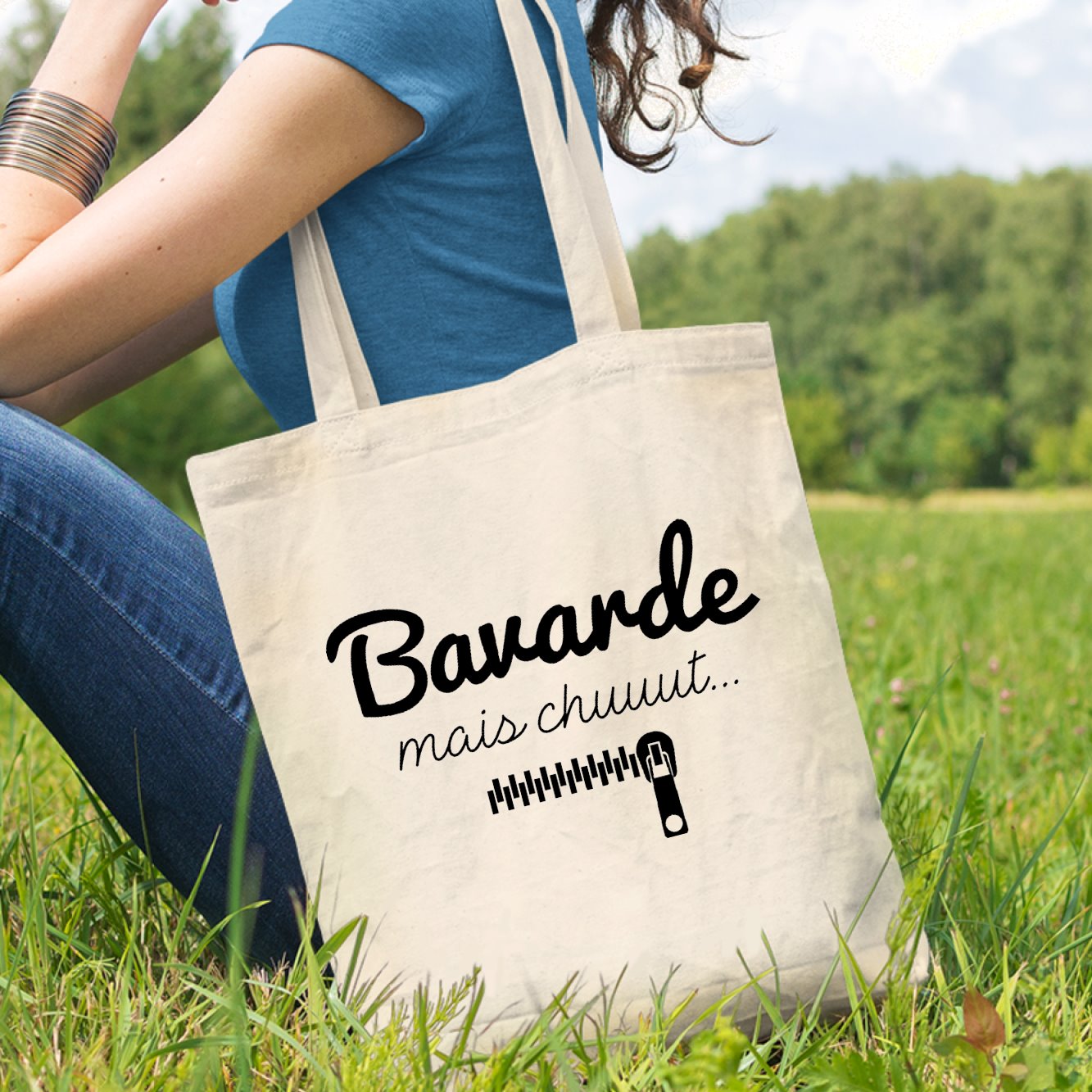 Tote bag Bavarde mais chut Beige