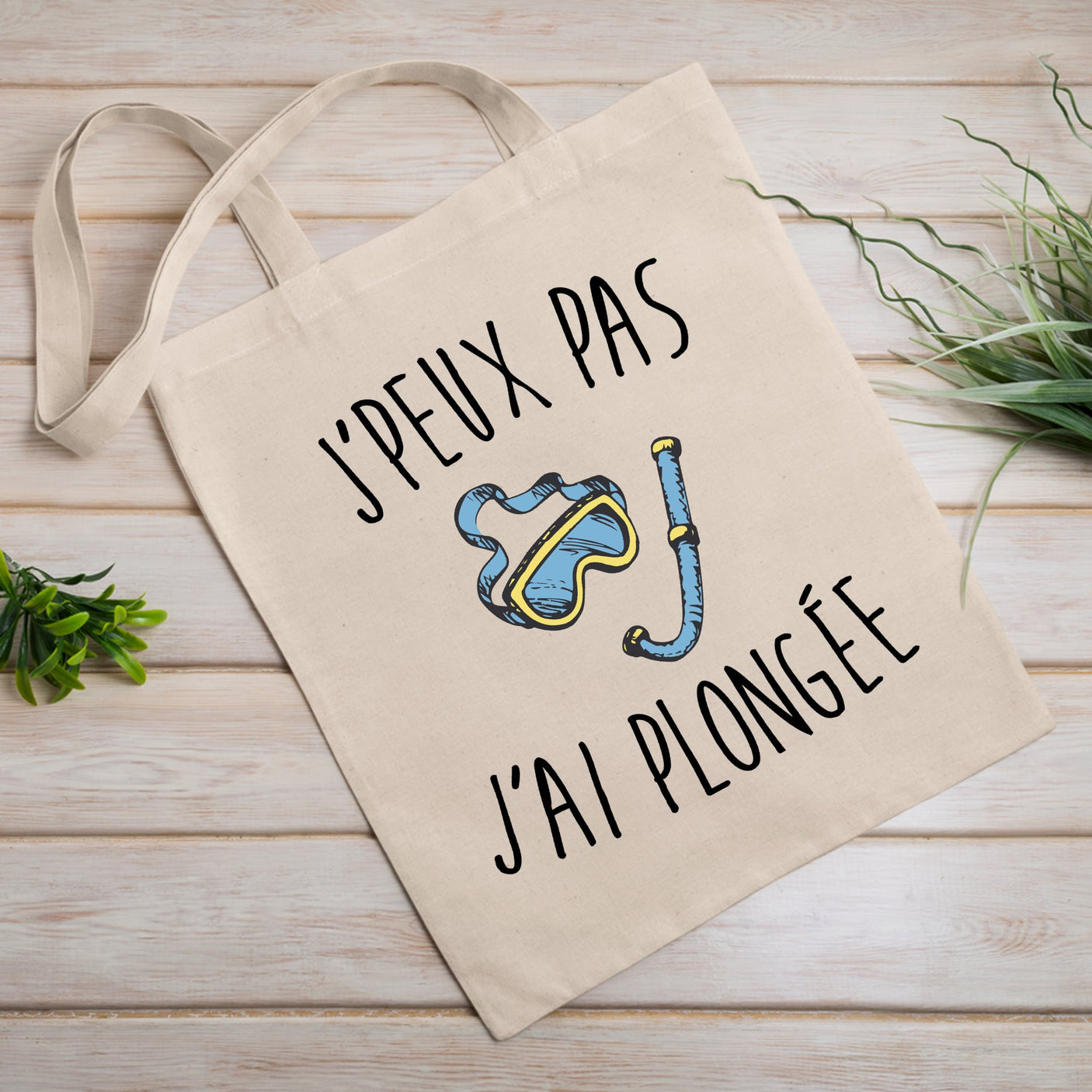 Tote bag J'peux pas j'ai plongée Blanc