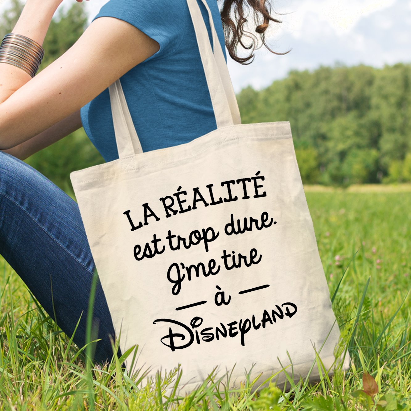 Tote bag La réalité est trop dure Beige
