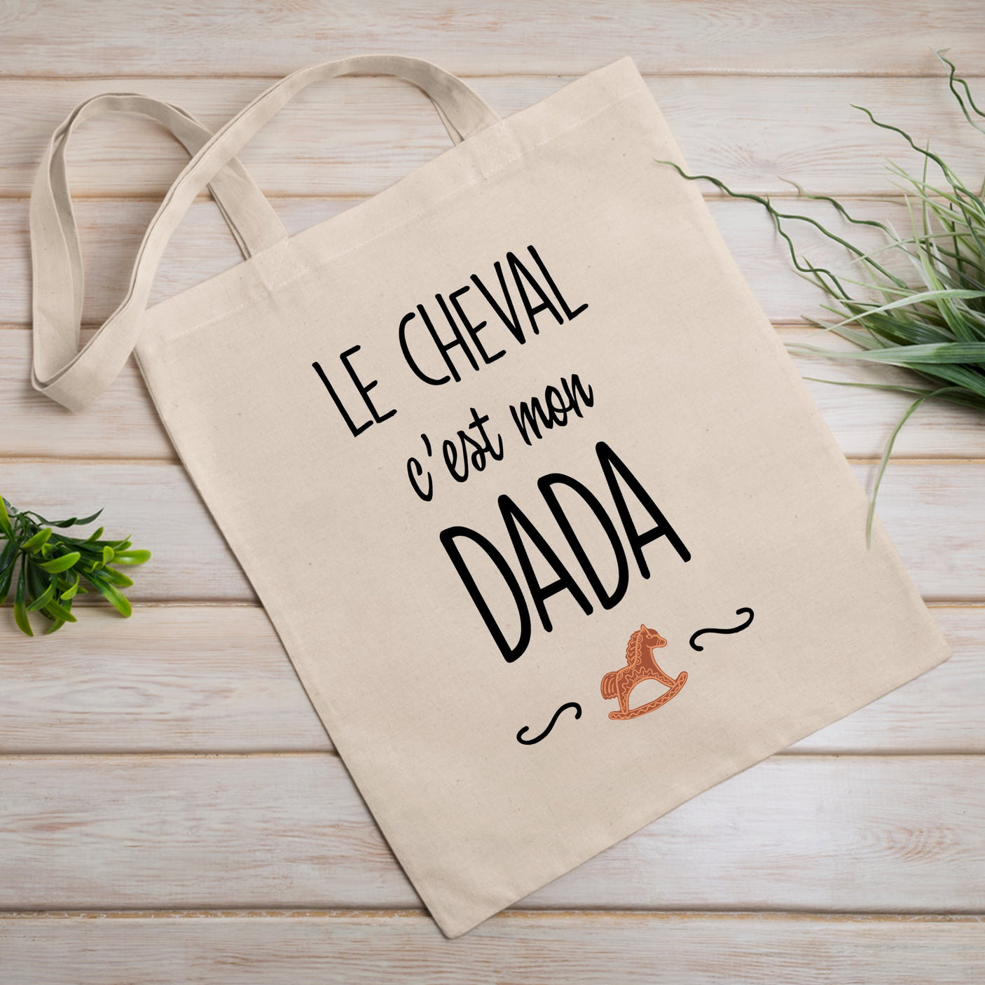 Tote bag Le cheval c'est mon dada Blanc