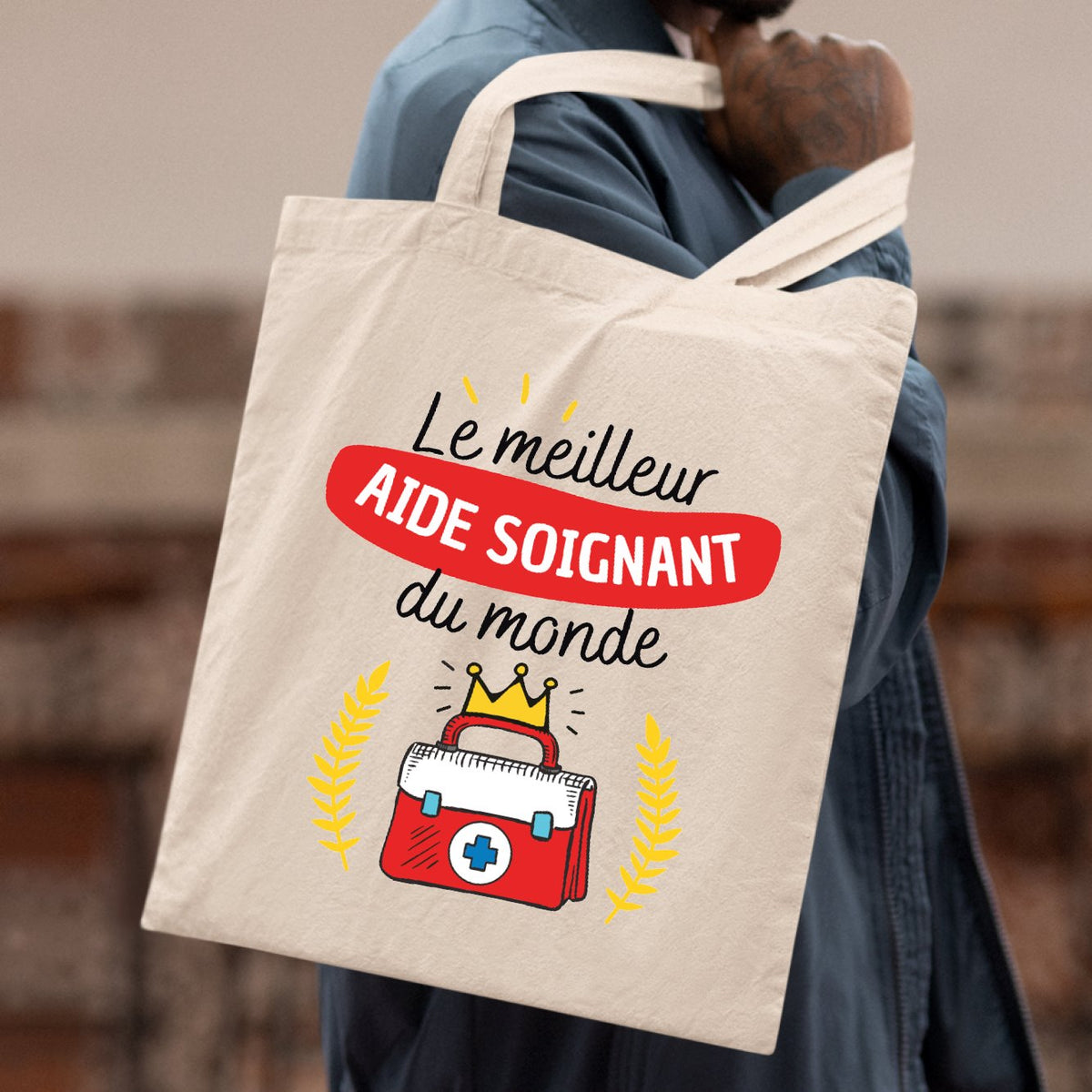 Tote Bag - Aide Soignante au Top - Coton Bio - Cadeau Original