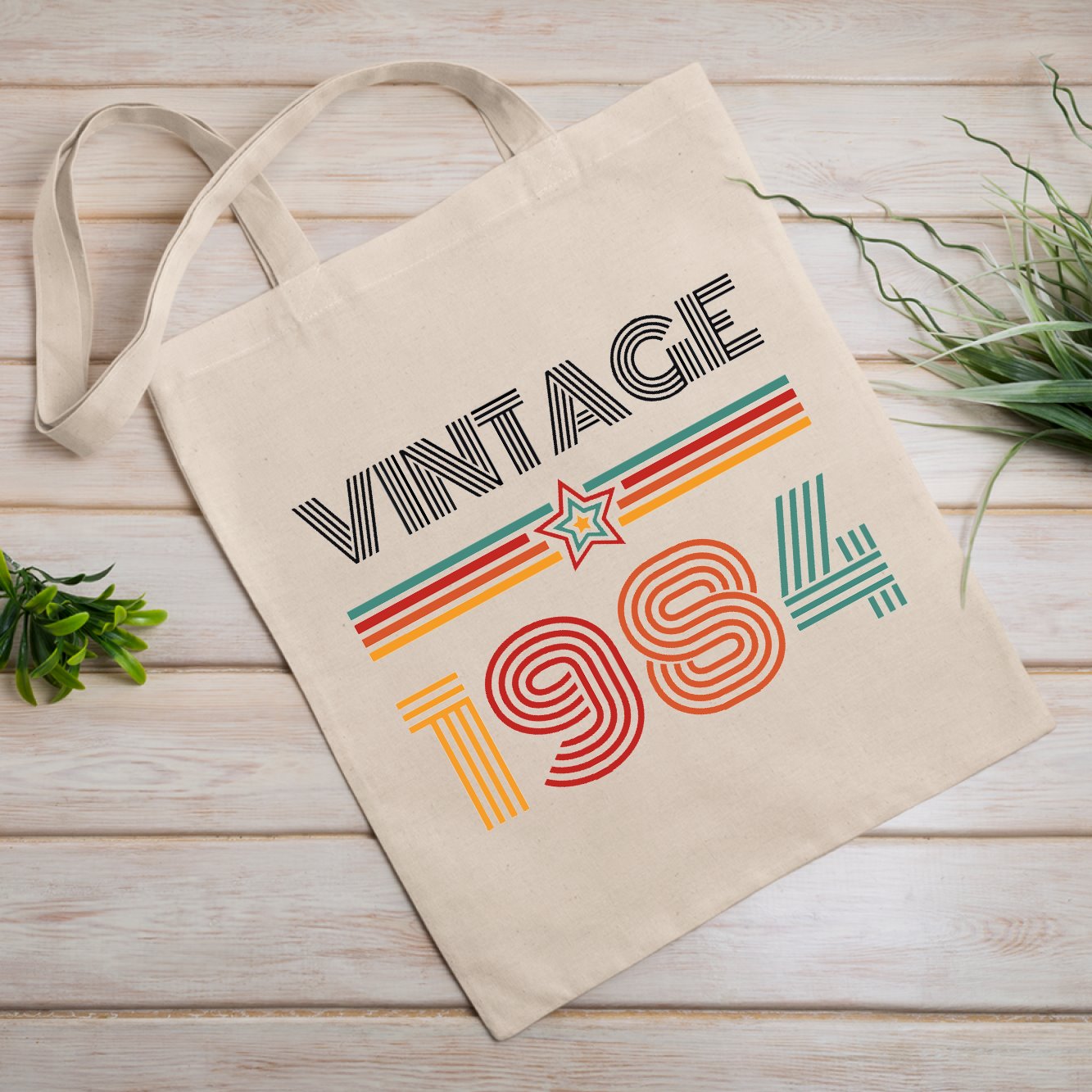 Tote bag Vintage année 1984 Beige