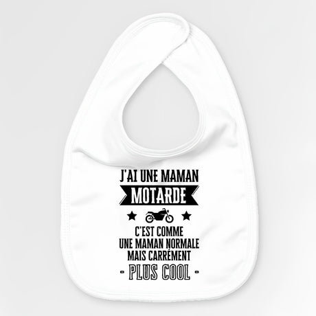 Bavoir Bébé J'ai une maman motarde Blanc