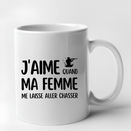 Mug J'aime quand ma femme me laisse aller chasser Blanc
