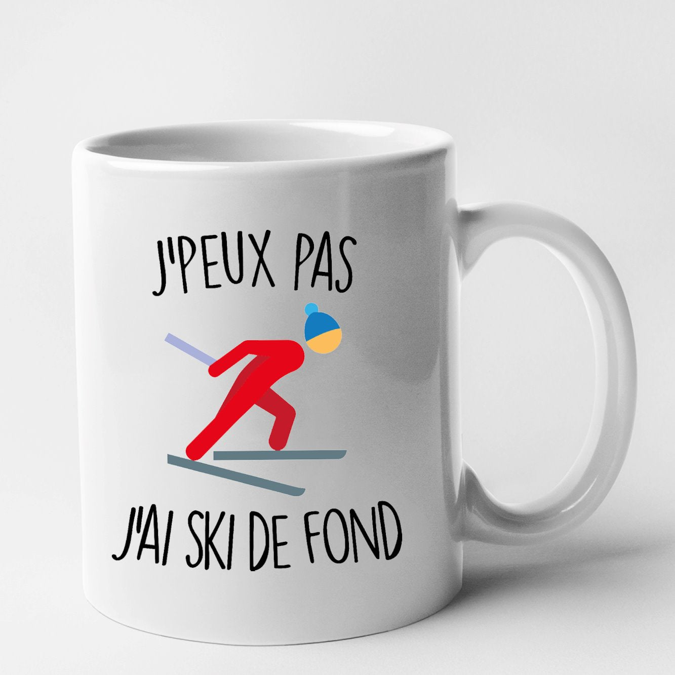 Mug J'peux pas j'ai ski de fond Blanc