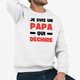 Sweat Adulte Papa qui déchire Blanc