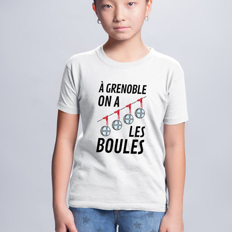 T-Shirt Enfant À Grenoble on a les boules Blanc
