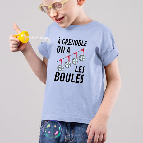 T-Shirt Enfant À Grenoble on a les boules Bleu