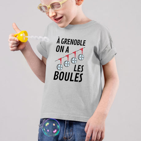 T-Shirt Enfant À Grenoble on a les boules Gris