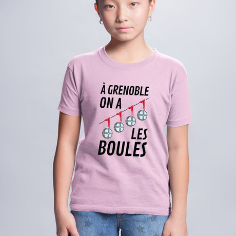 T-Shirt Enfant À Grenoble on a les boules Rose
