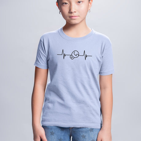 T-Shirt Enfant Rythme cardiaque boxe Bleu