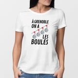 T-Shirt Femme À Grenoble on a les boules Blanc