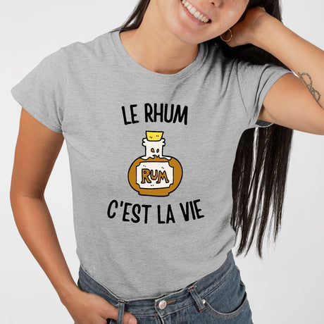T-Shirt Femme Le rhum c'est la vie Gris