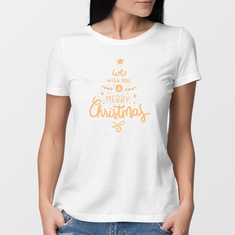 T-Shirt Femme Merry Christmas Blanc