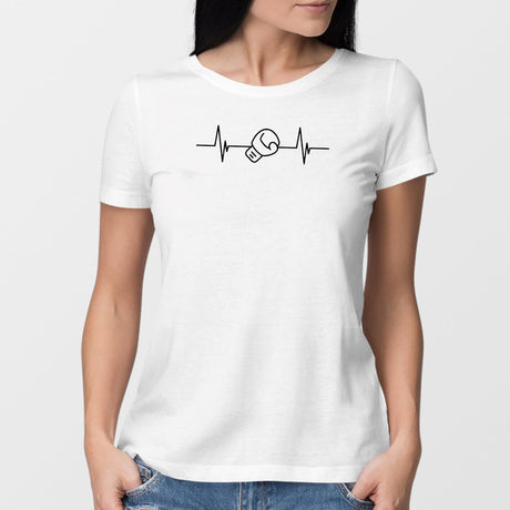 T-Shirt Femme Rythme cardiaque boxe Blanc
