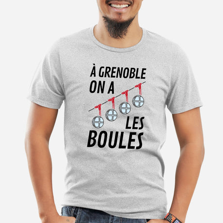 T-Shirt Homme À Grenoble on a les boules Gris