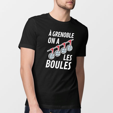 T-Shirt Homme À Grenoble on a les boules Noir