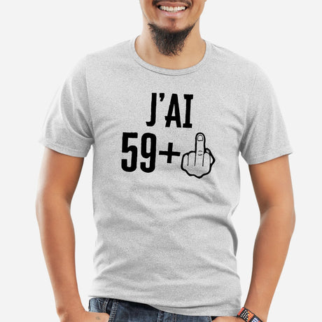T-Shirt Homme J'ai 60 ans 59 + 1 Gris