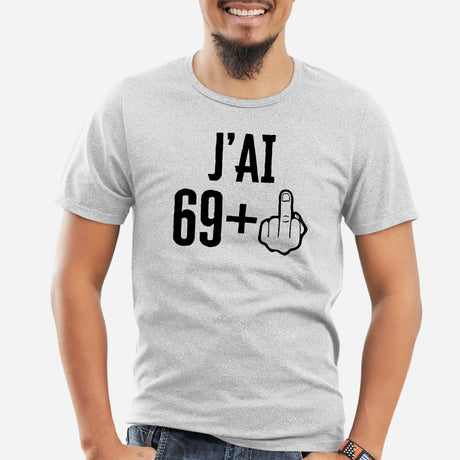 T-Shirt Homme J'ai 70 ans 69 + 1 Gris