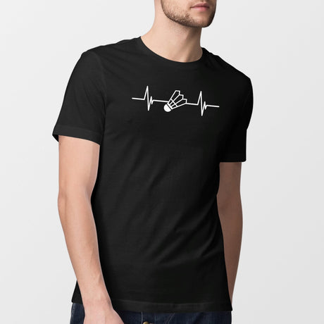 T-Shirt Homme Rythme cardiaque badminton Noir