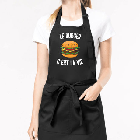 Tablier Le burger c'est la vie Noir