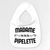 Bavoir Bébé Madame pipelette Blanc