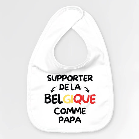 Bavoir Bébé Supporter de la Belgique comme papa Blanc