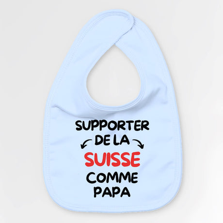 Bavoir Bébé Supporter de la Suisse comme papa Bleu