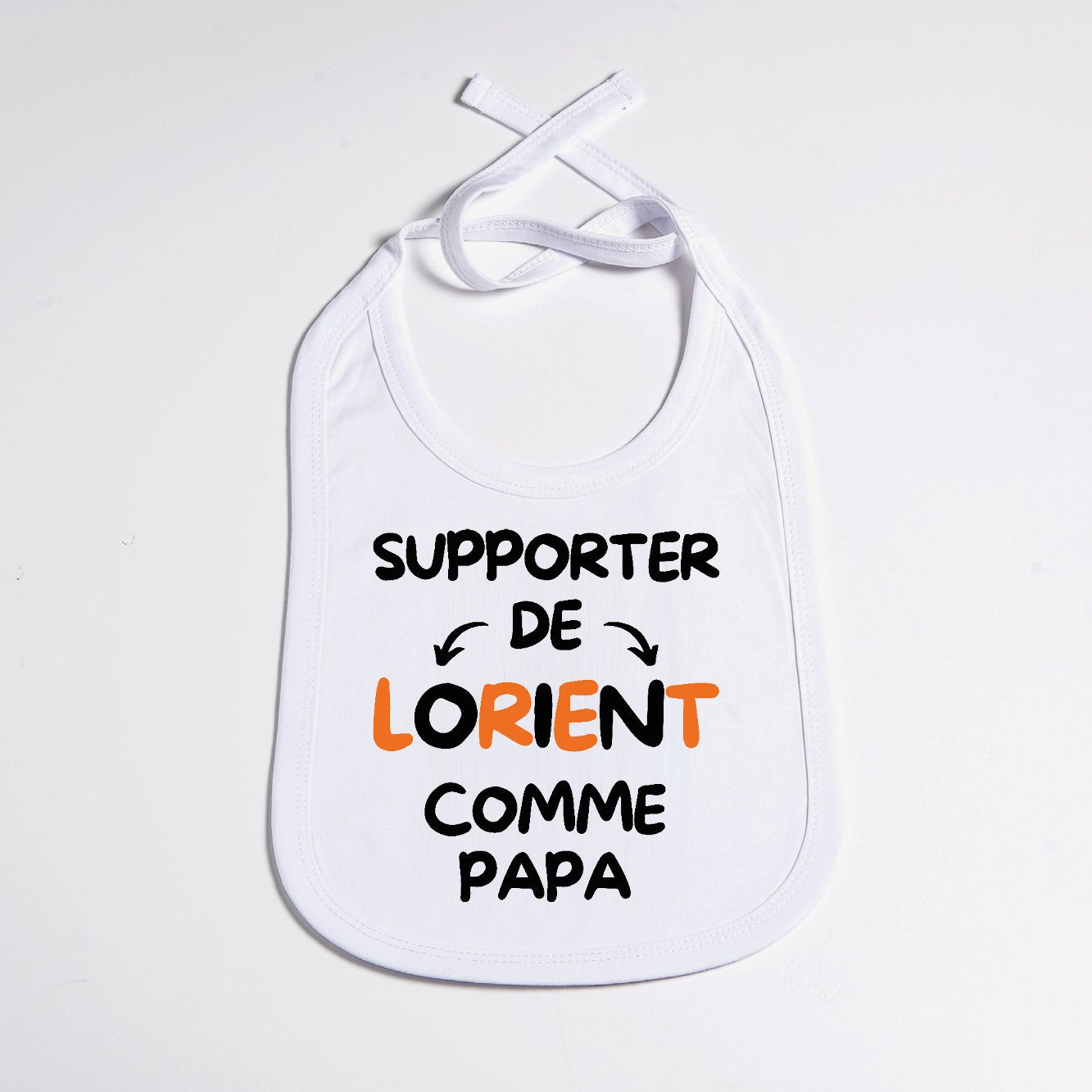 Bavoir Bébé Supporter de Lorient comme papa Blanc