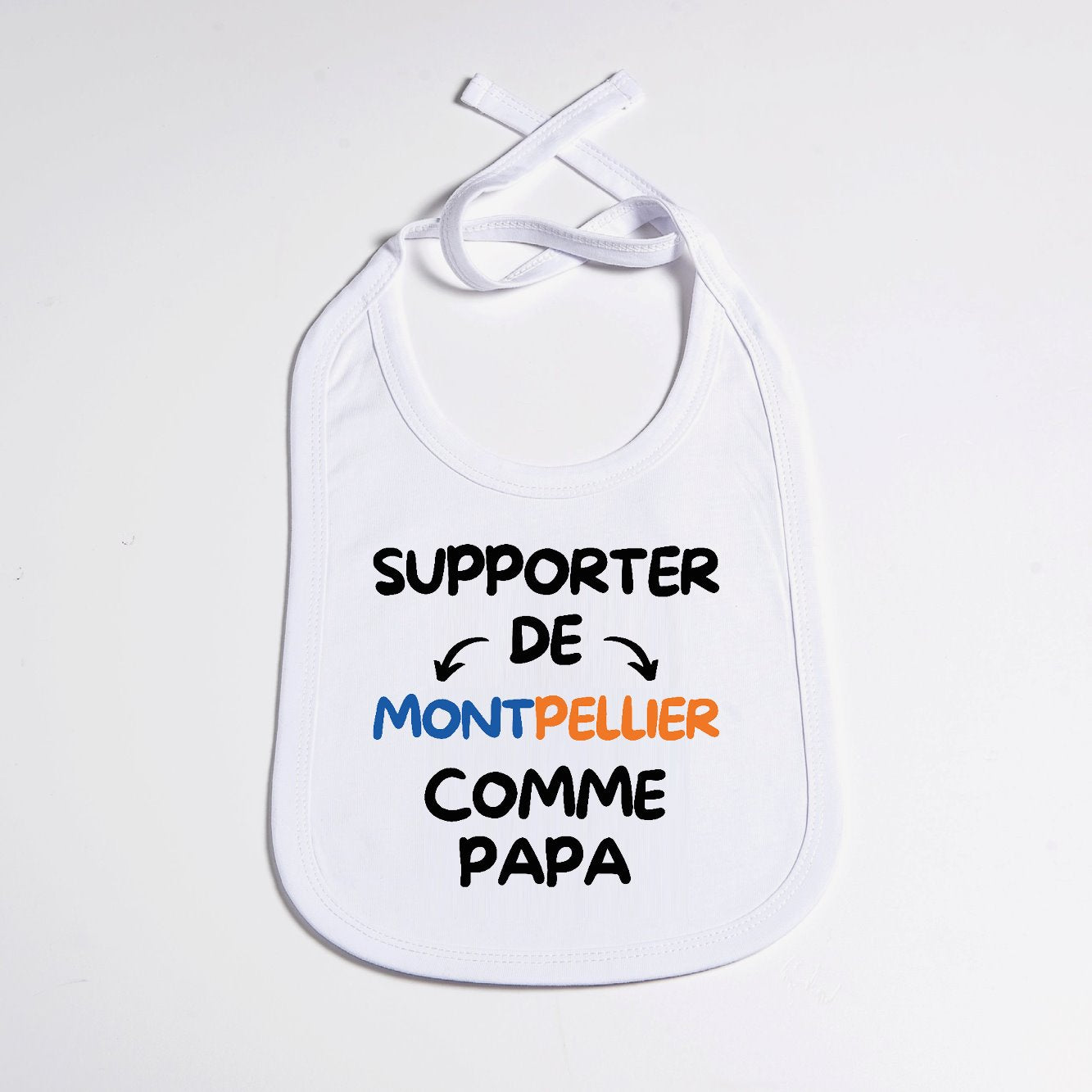 Bavoir Bébé Supporter de Montpellier comme papa Blanc