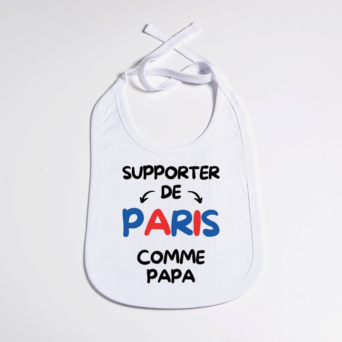 Bavoir Bébé Supporter de Paris comme papa Blanc