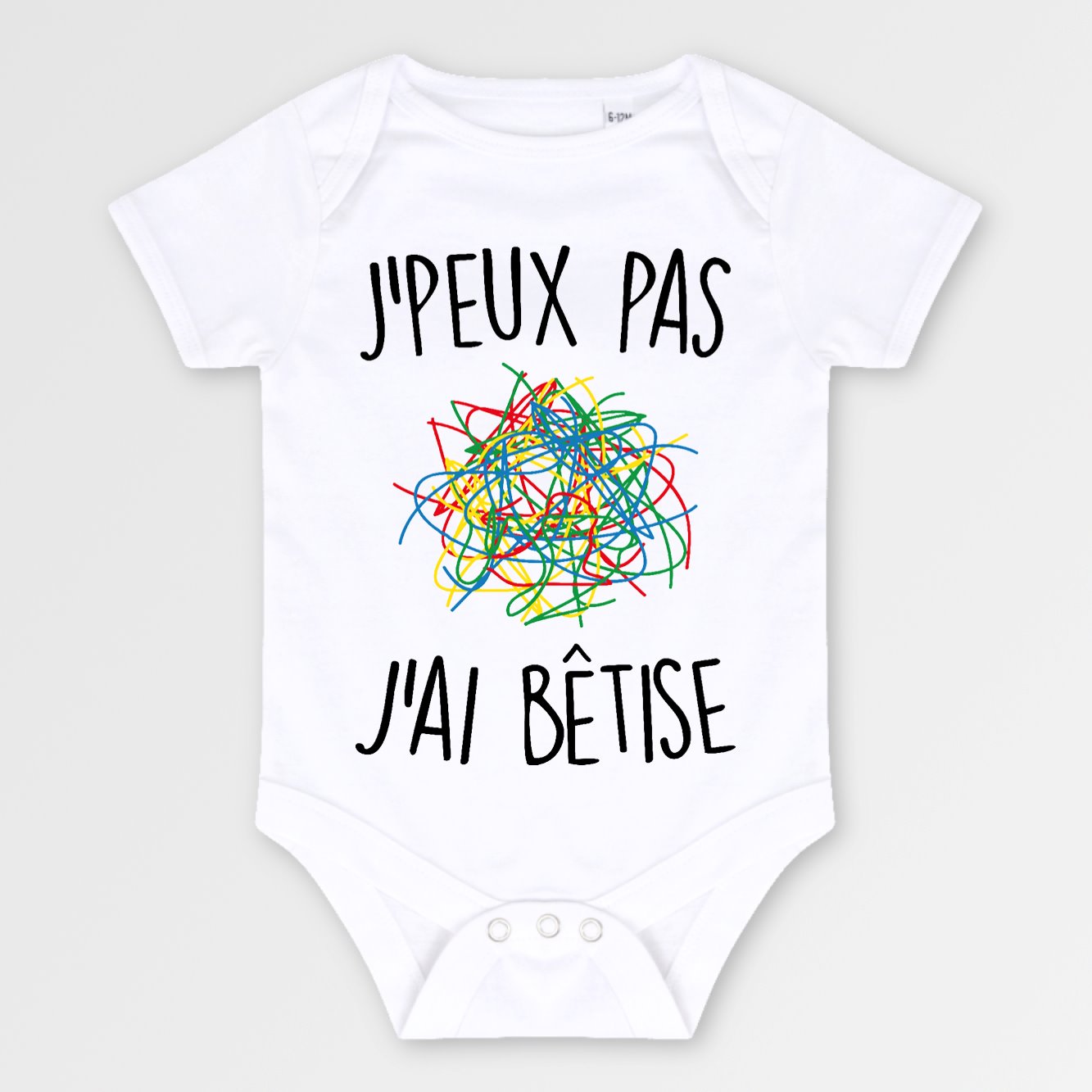 T-shirt Bébé Bio "J'Peux Pas J'ai Bêtise Avec Mon Parrain" - Coton Bio, Col à Pressions - Cadeau Marraine/Parrain Humoristique
