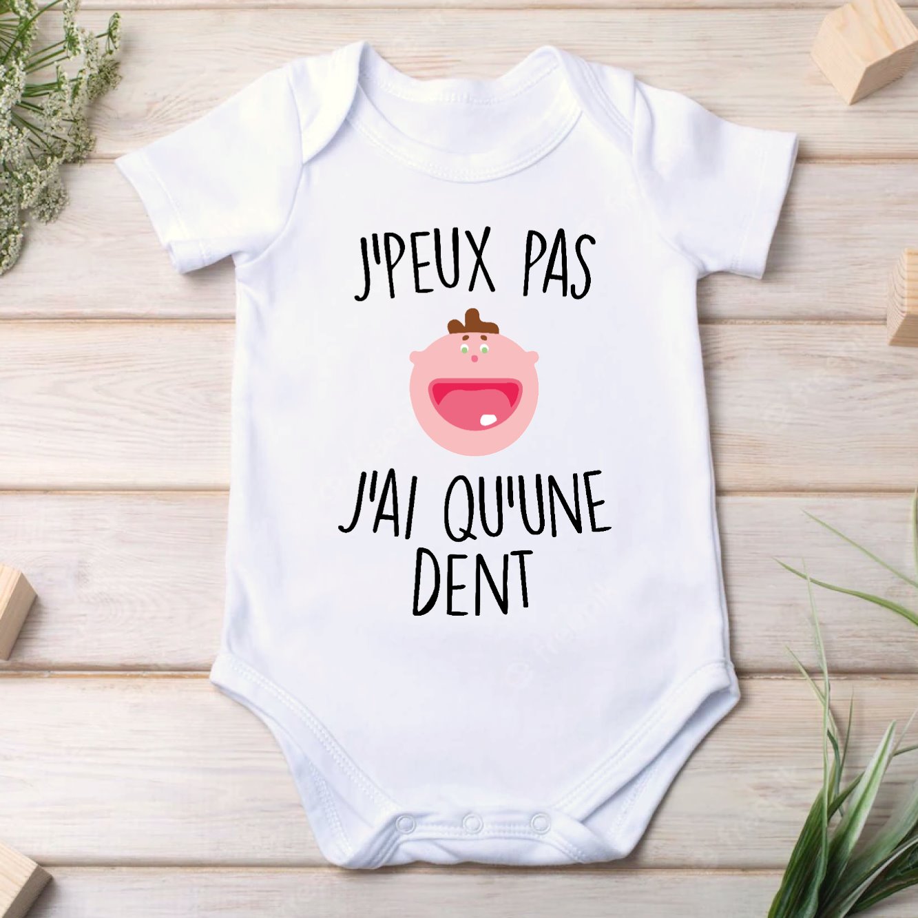 Body Bébé J'peux pas j'ai qu'une dent Blanc