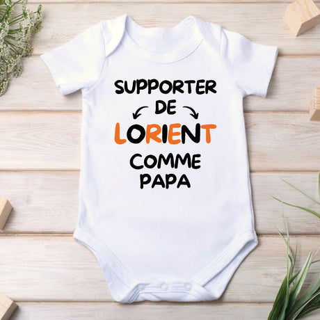 Body Bébé Supporter de Lorient comme papa Blanc