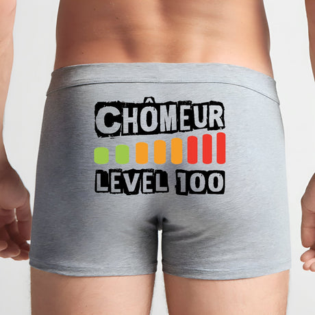 Boxer Homme Chômeur level 100 Gris