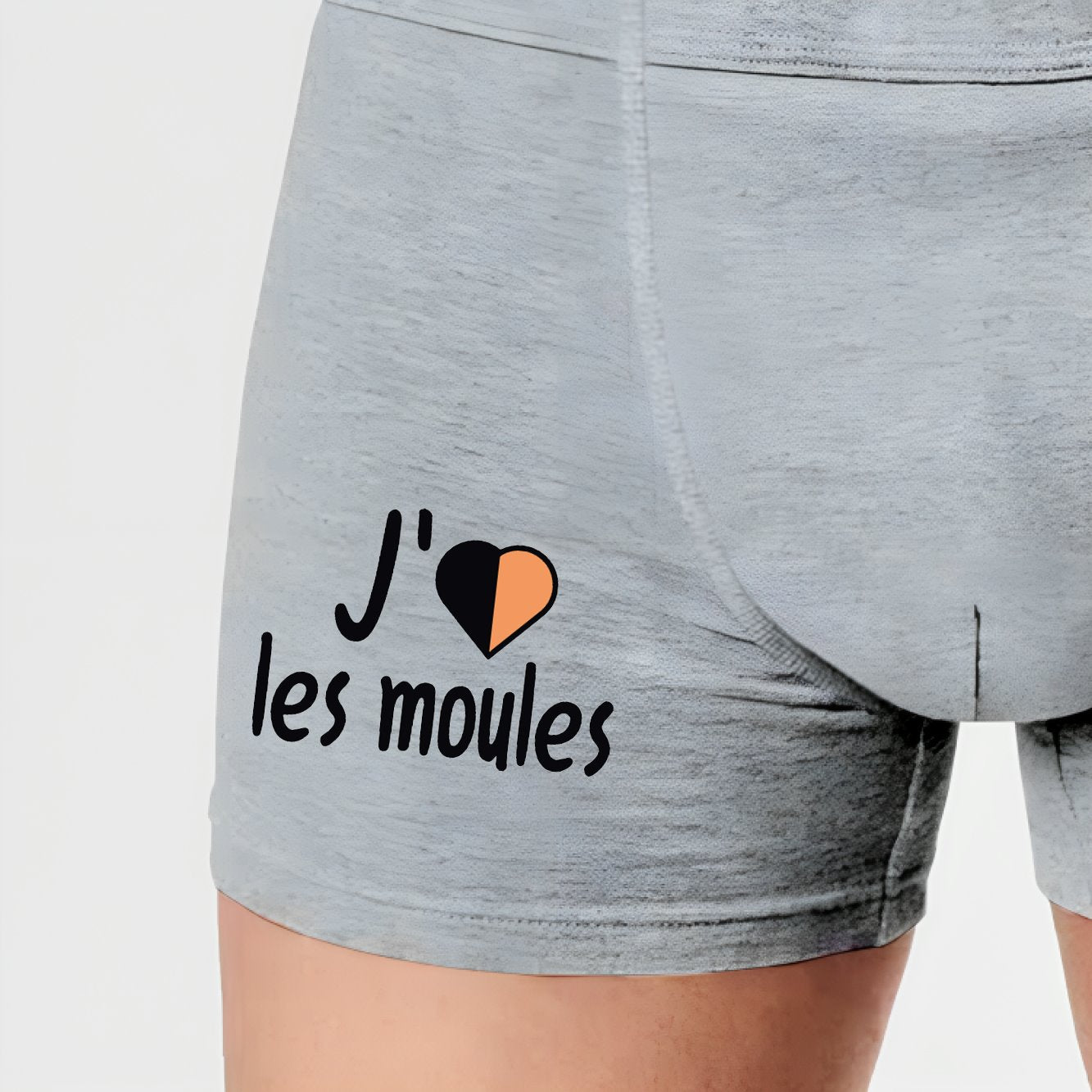 Boxer Homme J'aime les moules Gris