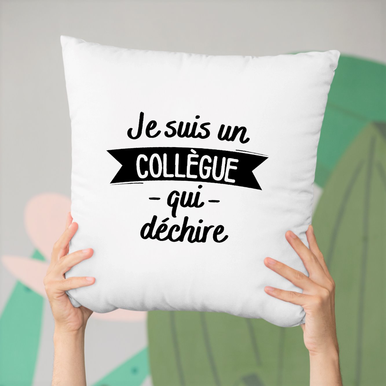 Coussin Collègue qui déchire Blanc