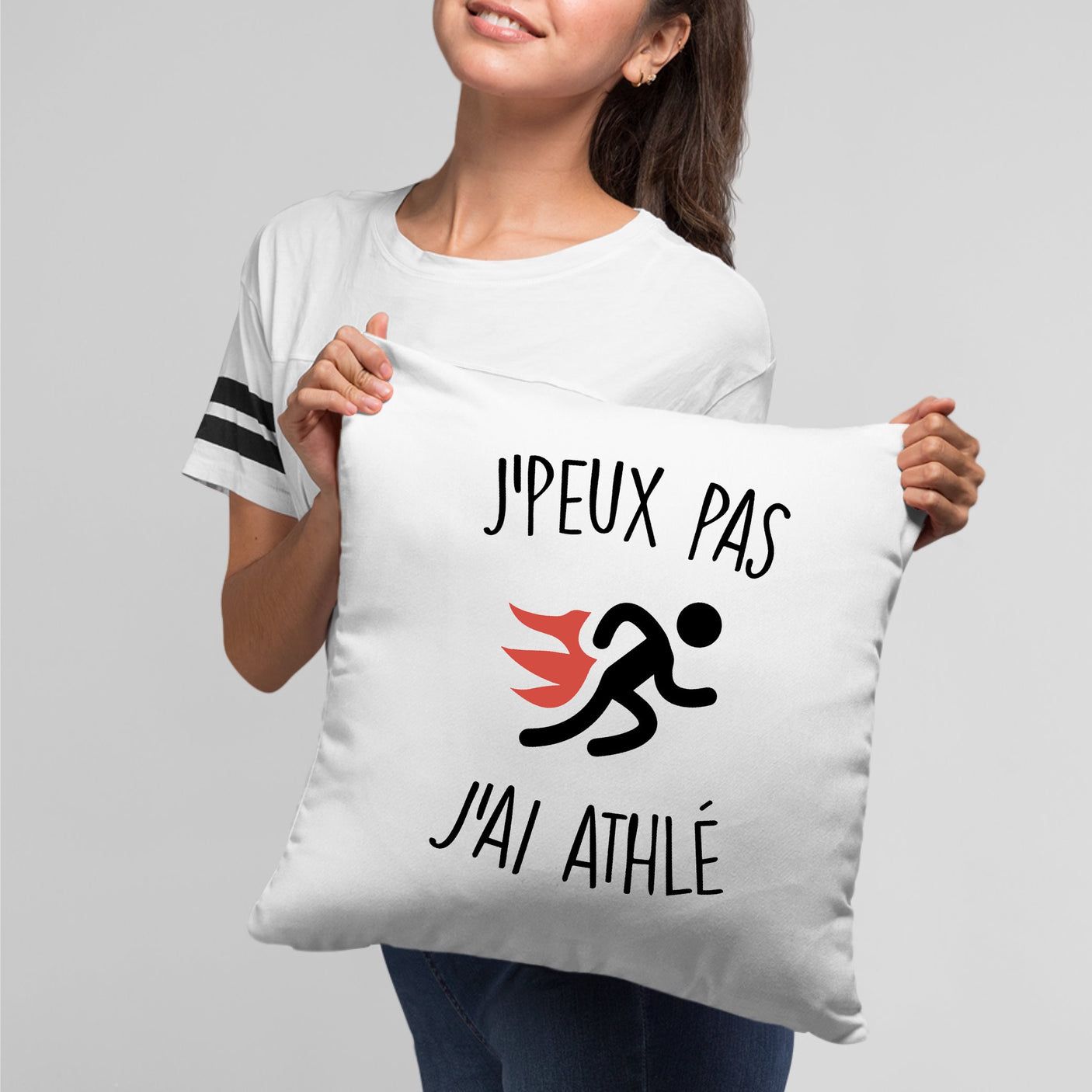 Coussin J'peux pas j'ai athlé Blanc