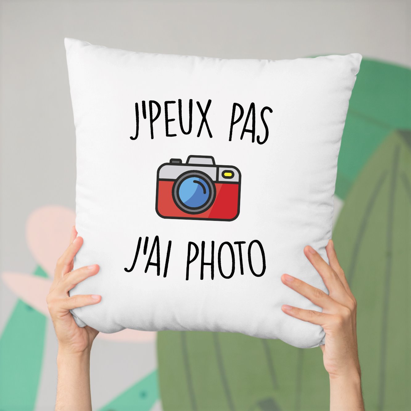 Coussin J'peux pas j'ai photo Blanc