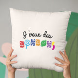 Coussin J'veux des bonbons Beige