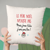 Coussin Le père noël n'existe pas Beige