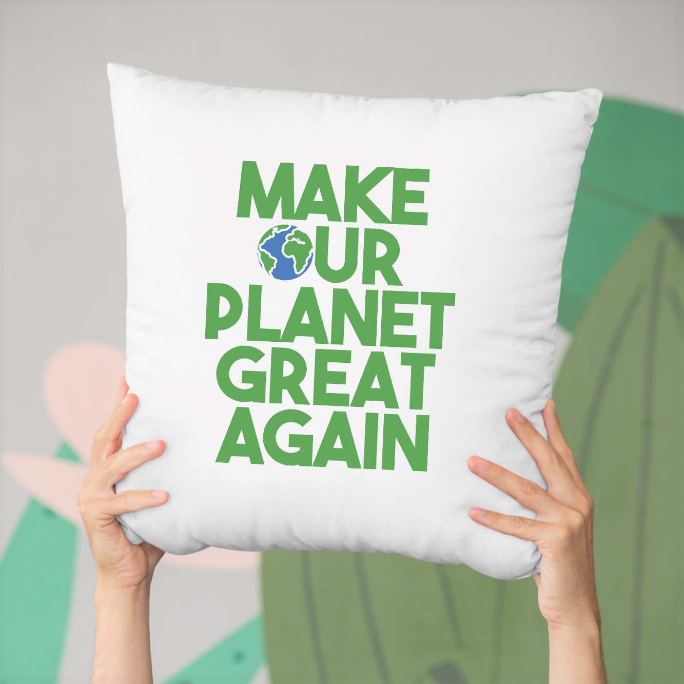 Coussin Make our planet great again Blanc