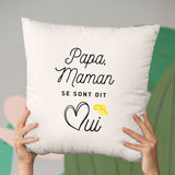 Coussin Papa maman se sont dit oui Beige