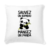 Coussin Sauvez un bambou, mangez un panda 