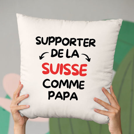 Coussin Supporter de la Suisse comme papa Beige