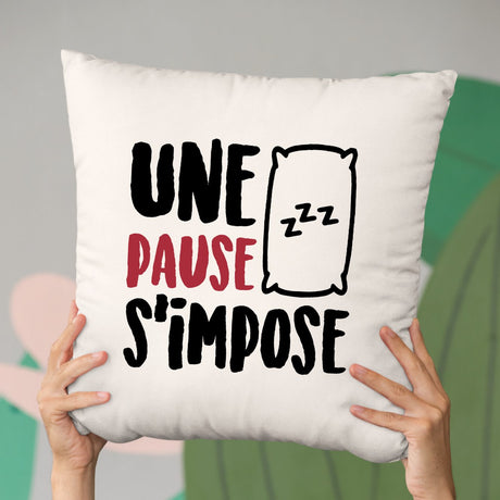 Coussin Une pause s'impose Beige