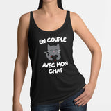 Débardeur Femme En couple avec mon chat Noir